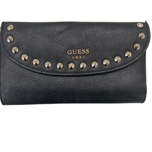Guess 1981 Leather Vintage Black Studded Rock Wallet